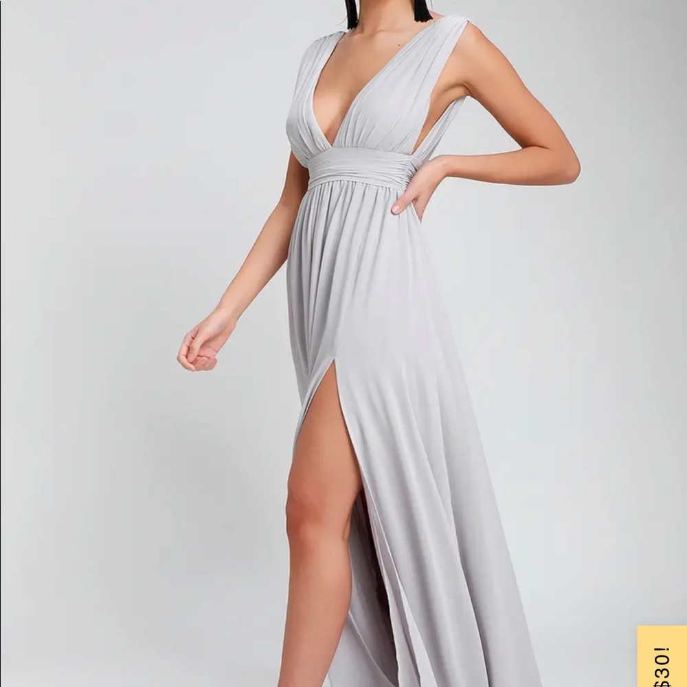 Lulus Heavenly Hues Light Grey Maxi Dress